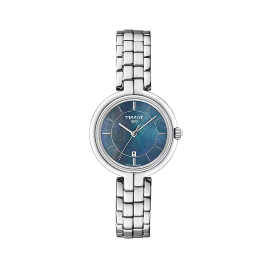 Women’s Tissot Flamingo 30mm T094.210.11.121.00 Quartz Black Mother-of-Pearl Dial Stainless Steel Watch - Zeuskicks