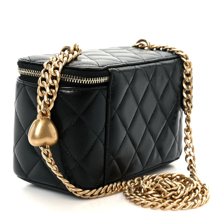 Chanel Lambskin Quilted Sweetheart Vanity Case – Black - Zeuskicks