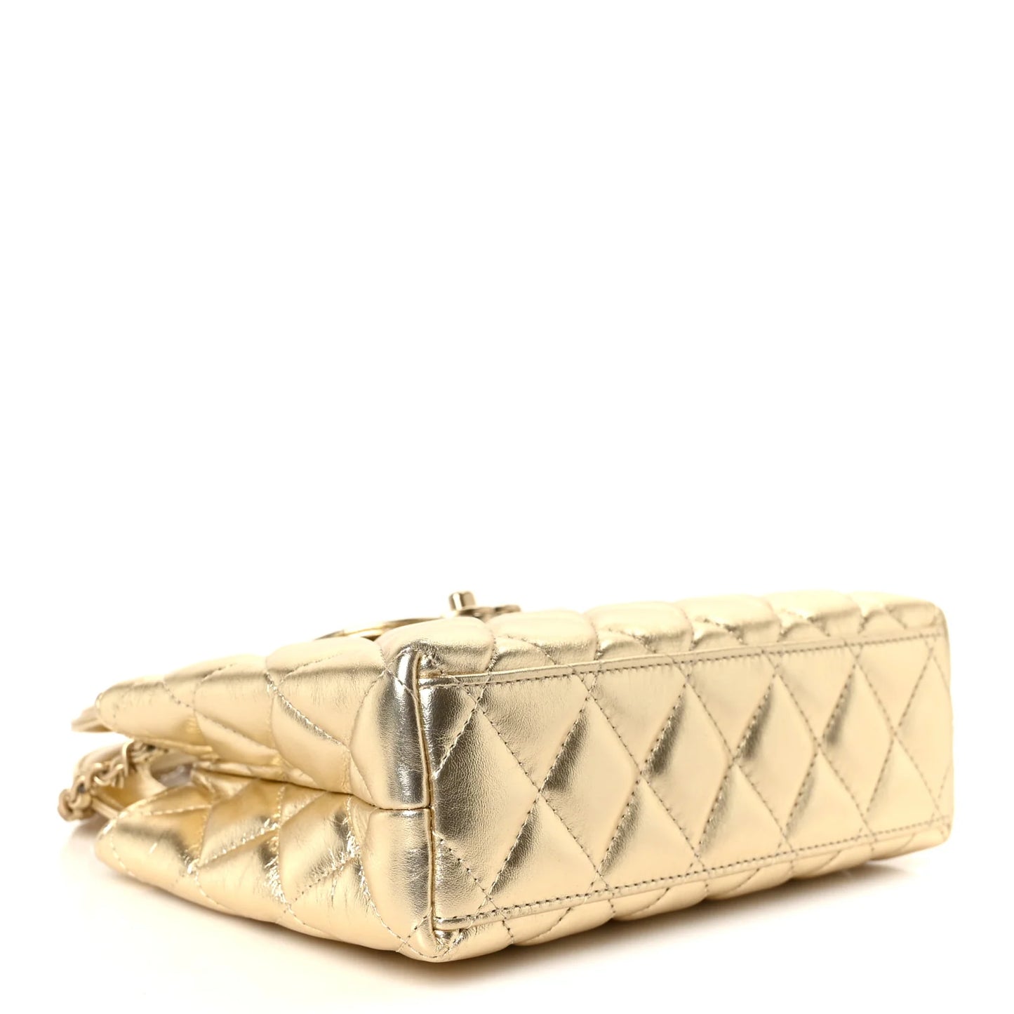 Chanel Metallic Shiny Aged Calfskin Quilted Nano Kelly Shopper – Gold