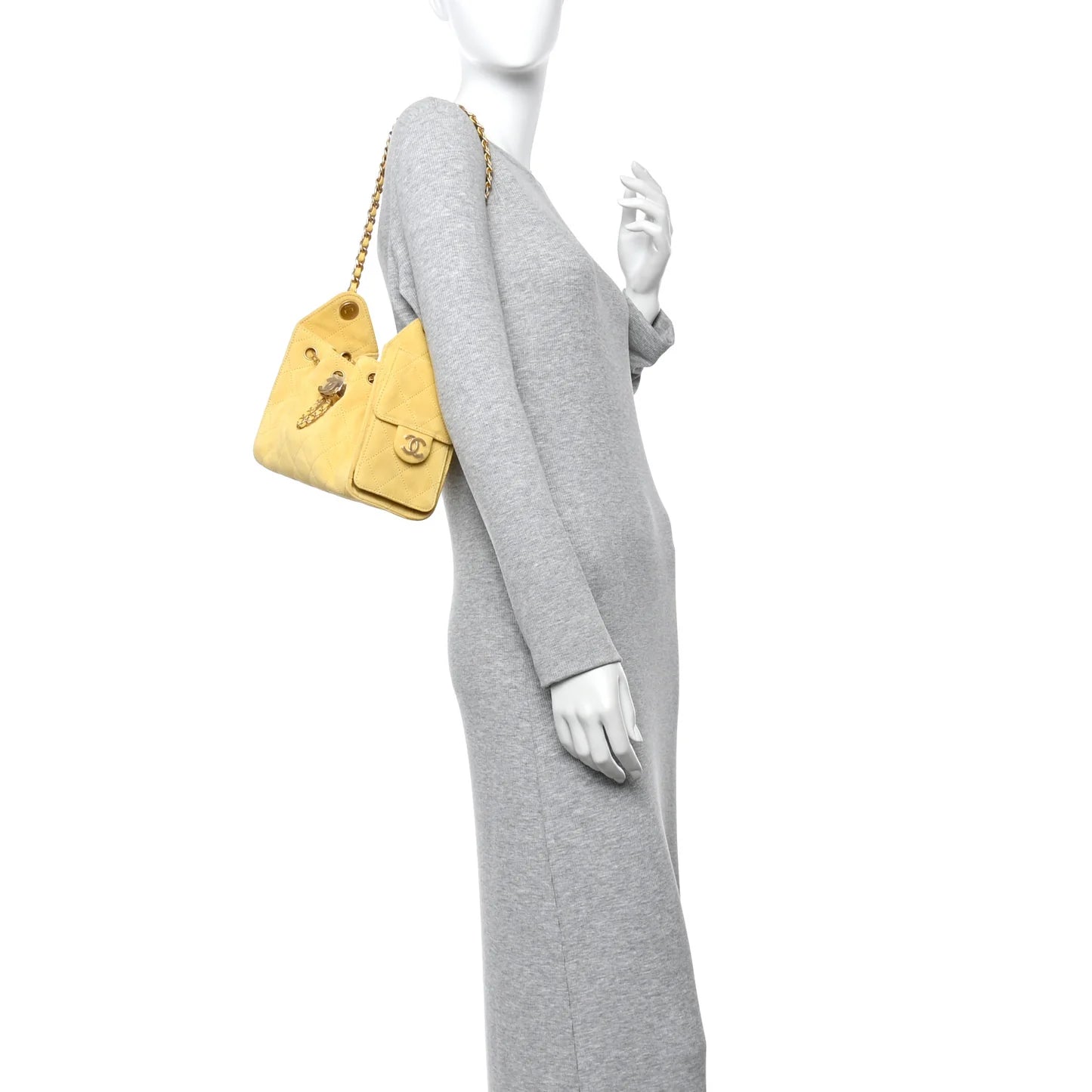 Chanel Mini 25 Handbag – Quilted Suede in Yellow with Aged Gold Hardware - Zeuskicks