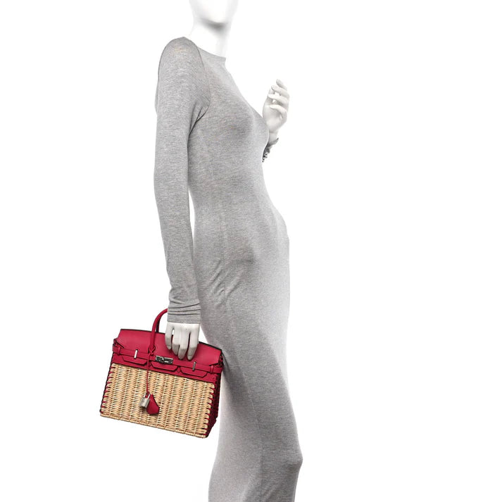 Hermès Wicker Swift Picnic Birkin 25 – Naturel / Framboise - Zeuskicks