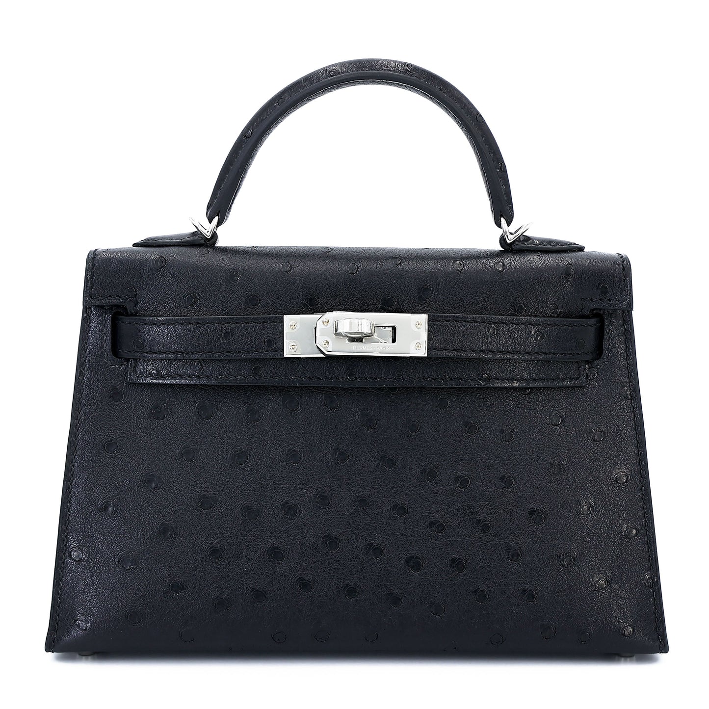 Hermès Mini Kelly II – Noir Ostrich Leather with Palladium Hardware - Zeuskicks