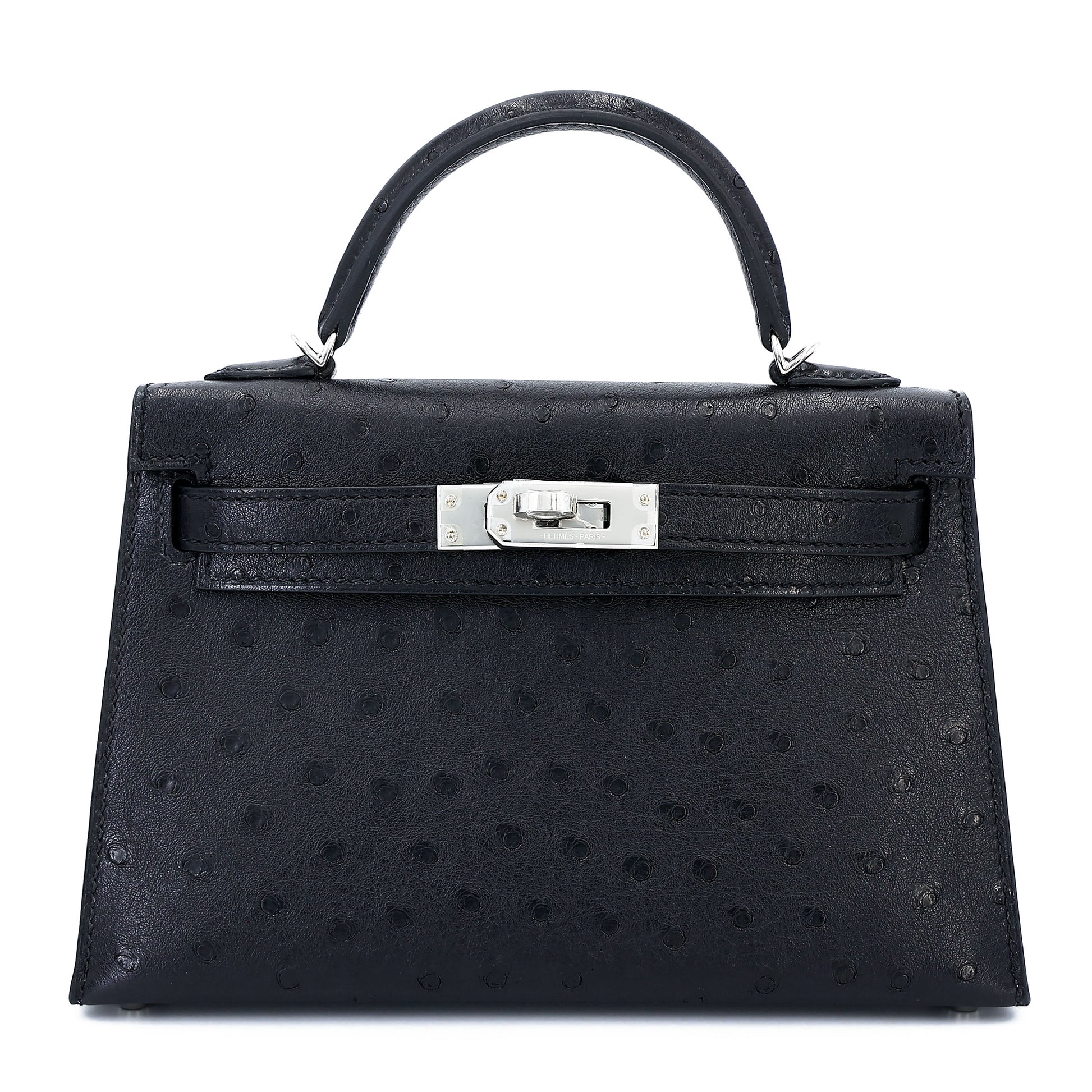 Hermès Mini Kelly II – Noir Ostrich Leather with Palladium Hardware - Zeuskicks