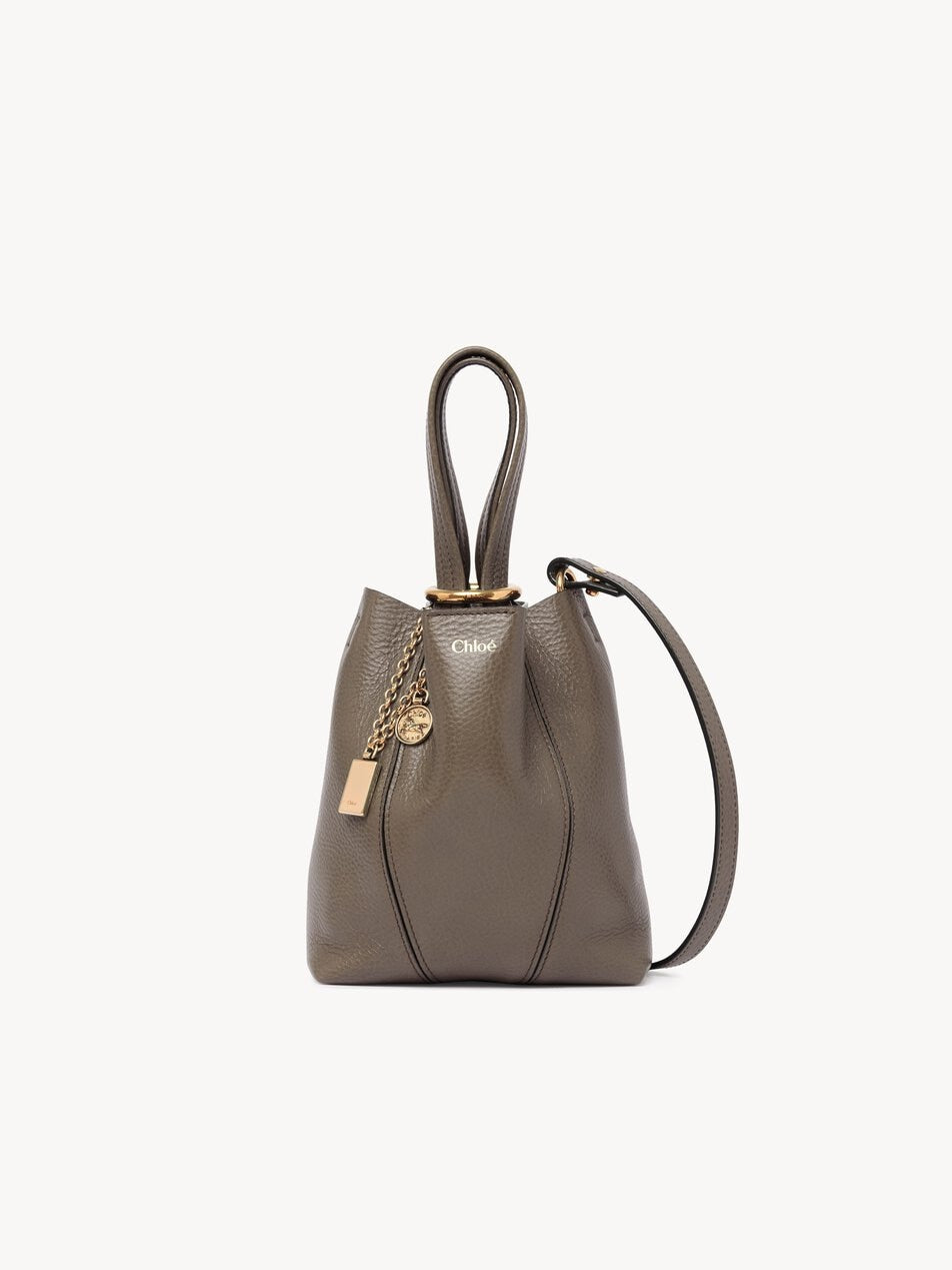 CHLOE Small Chloé Spin tote bag in grained leather Flannel Grey by CHLOE