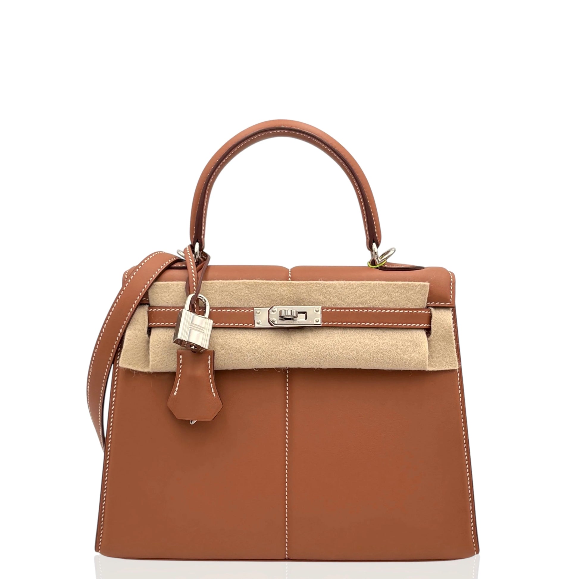 Hermès 2022 Medium Gold/Brown Swift Leather Bag – Silver Hardware, Shoulder, Box & Accessories - Zeuskicks