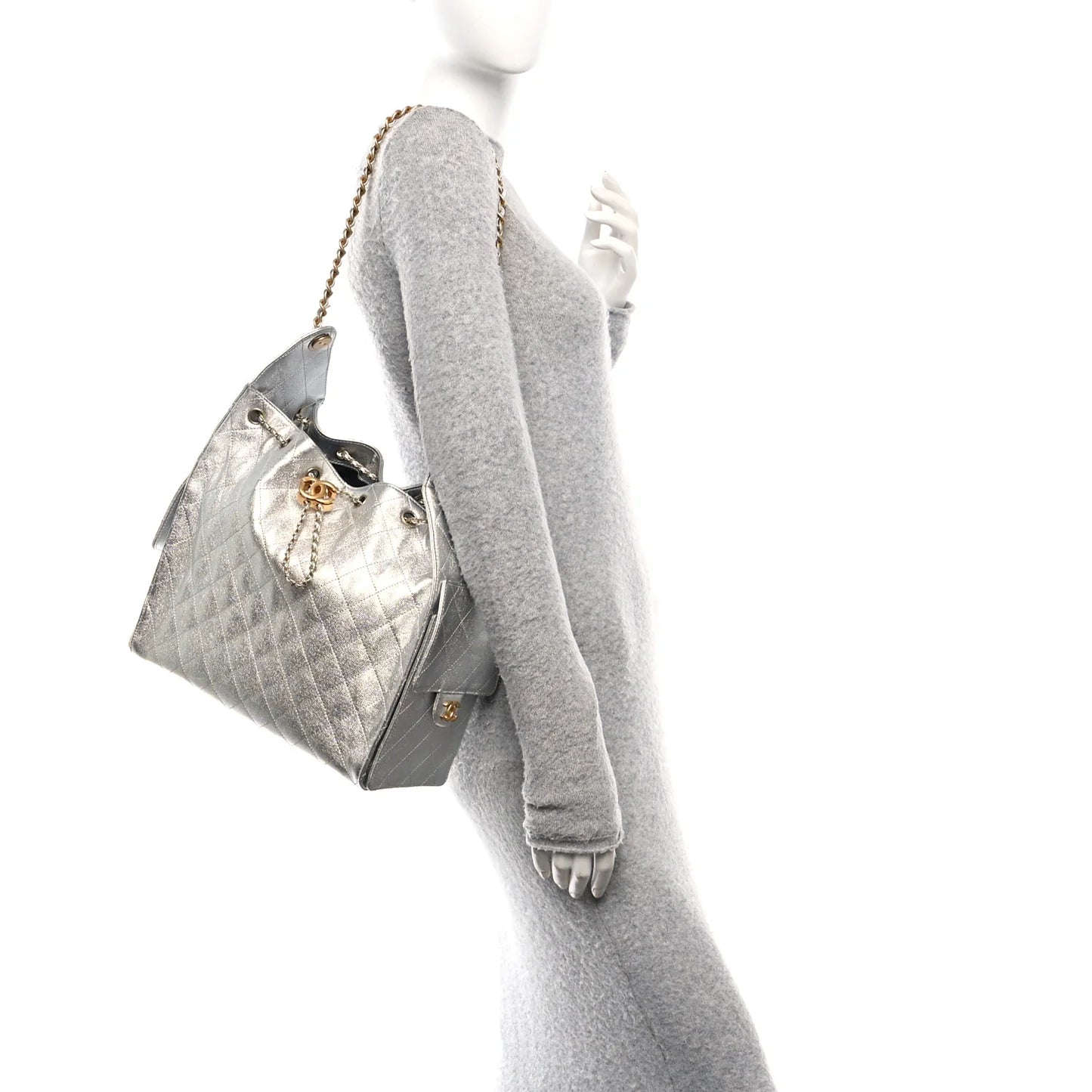 Chanel Medium 25 – Metallic Caviar Quilted Handbag in Silver - Zeuskicks