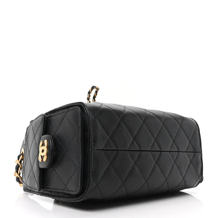 Chanel Mini 25 Handbag – Quilted Caviar Leather in Black with Gold Hardware - Zeuskicks