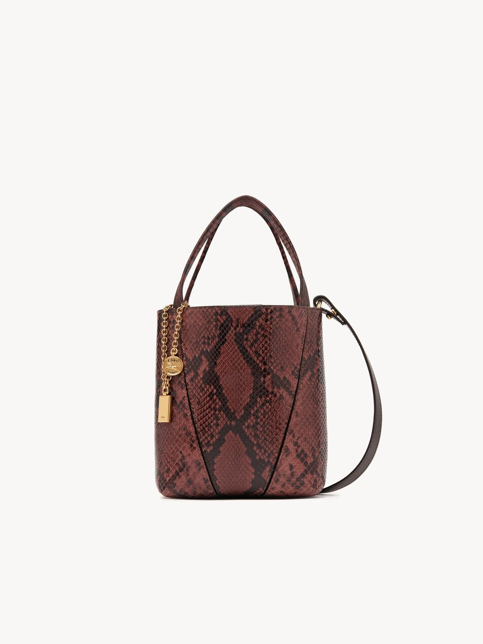 CHLOE Small Chloé Spin tote bag in python-effect leather Rosewood by CHLOE