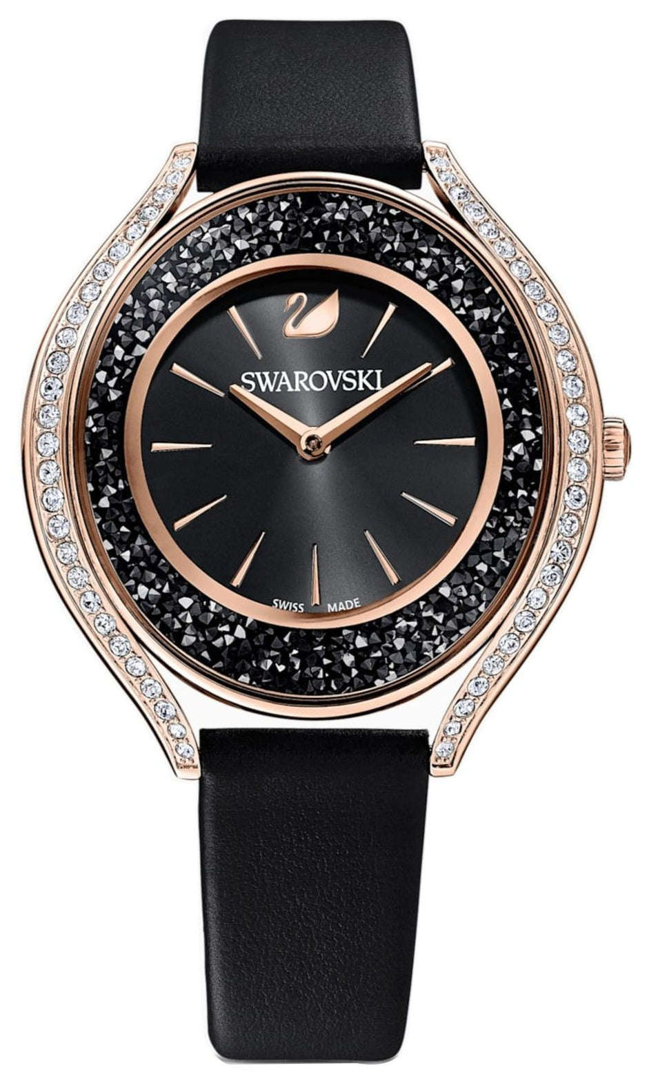 Swarovski Crystalline Aura watch, Swiss Made, Leather strap, Black — product photo (5558634)