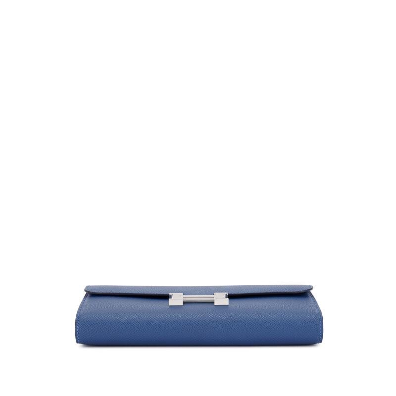 Hermès Bleu Tie Epsom Constance To Go Wallet Palladium Hardware