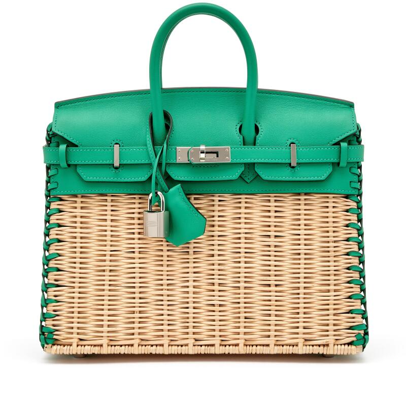 Hermès Picnic Birkin 25 Menthe Swift & Osier Wicker Palladium Hardware