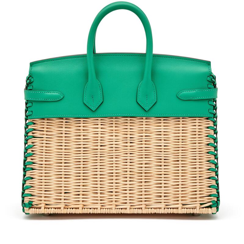 Hermès Picnic Birkin 25 Menthe Swift & Osier Wicker Palladium Hardware