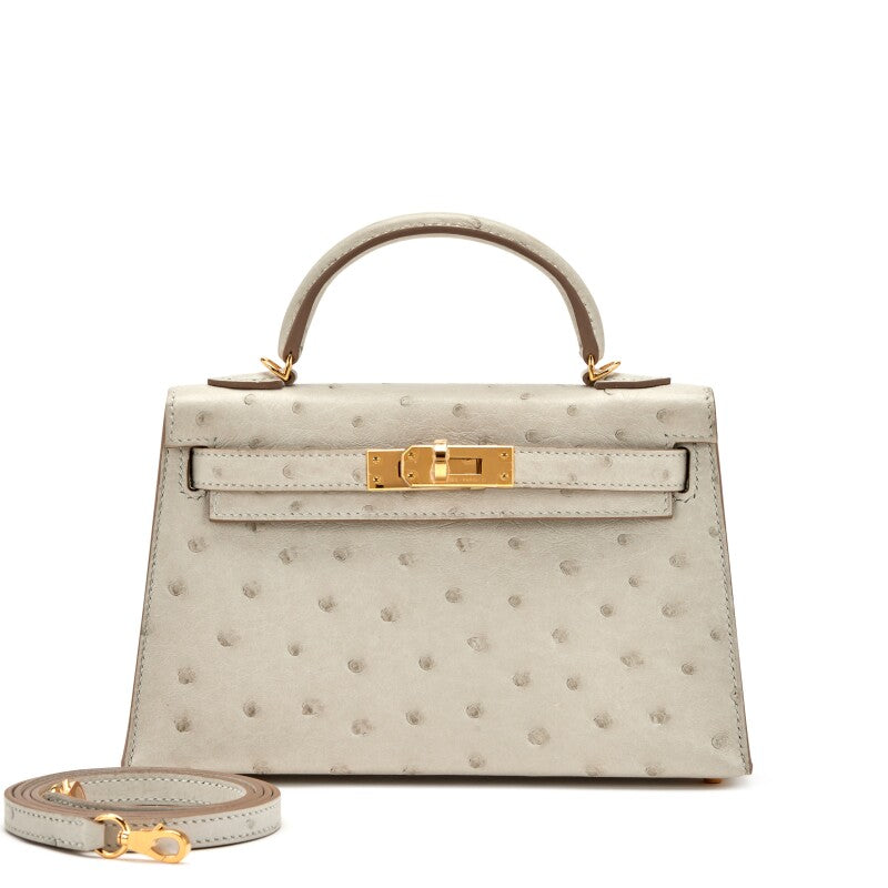 Hermès Mini Kelly 20 – Gris Perle Ostrich with Gold Hardware - Zeuskicks