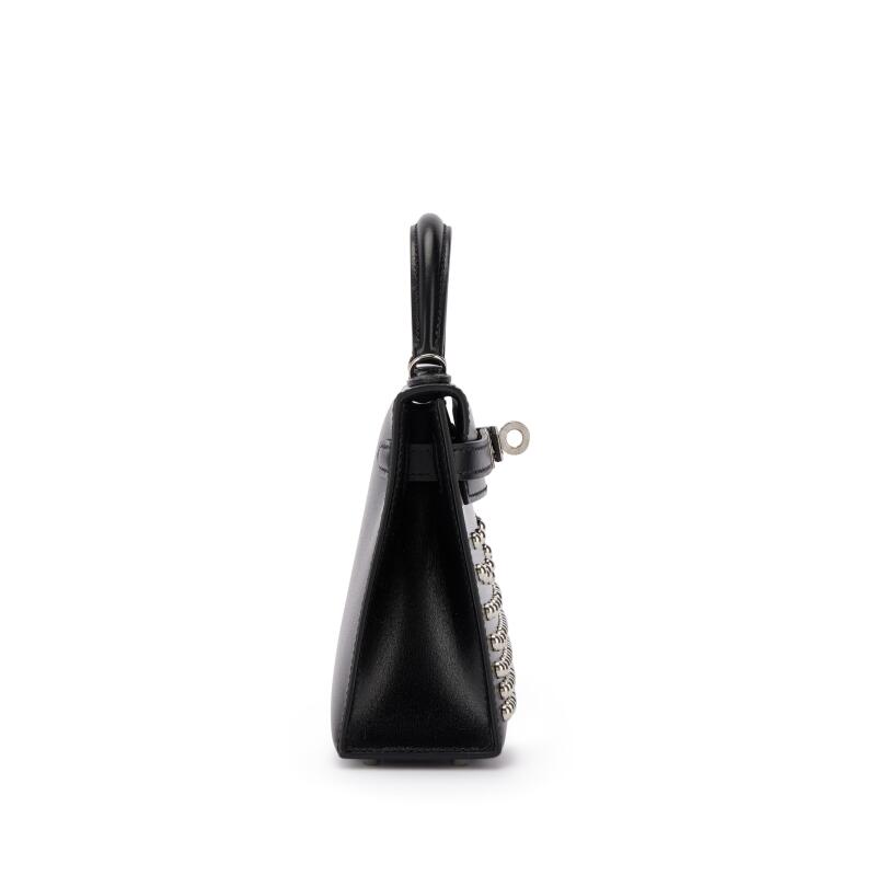 Hermès Mini Kelly II 20 – Black Box Clouté Studded Leather with Palladium Hardware - Zeuskicks