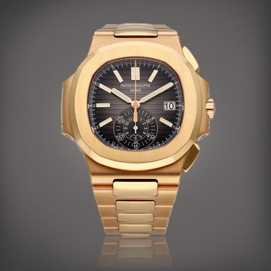 Men’s Patek Philippe Nautilus 5980/1R-001 Rose Gold Automatic Chronograph Watch - Zeuskicks