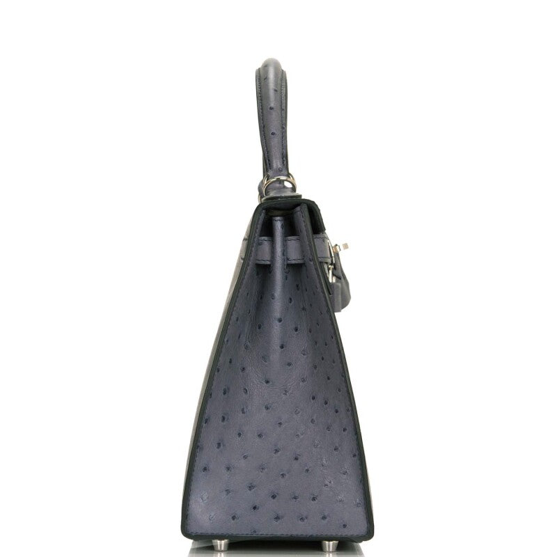 Hermès Kelly 28 Sellier – Gris Agate Ostrich Leather with Palladium Hardware - Zeuskicks