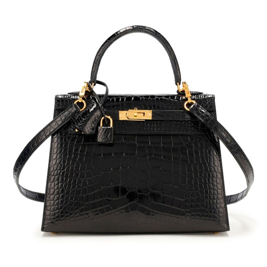Hermès Kelly 25 Sellier – Shiny Black Alligator Leather with Gold Hardware - Zeuskicks