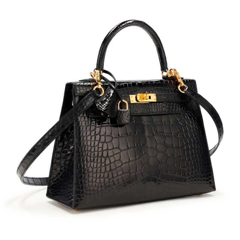Hermès Kelly 25 Sellier – Shiny Black Alligator Leather with Gold Hardware - Zeuskicks