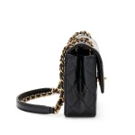 Chanel Black Quilted Patent Caviar & Lambskin Matelassé Chain Flap Bag