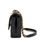 Chanel Black Quilted Patent Caviar & Lambskin Matelassé Chain Flap Bag