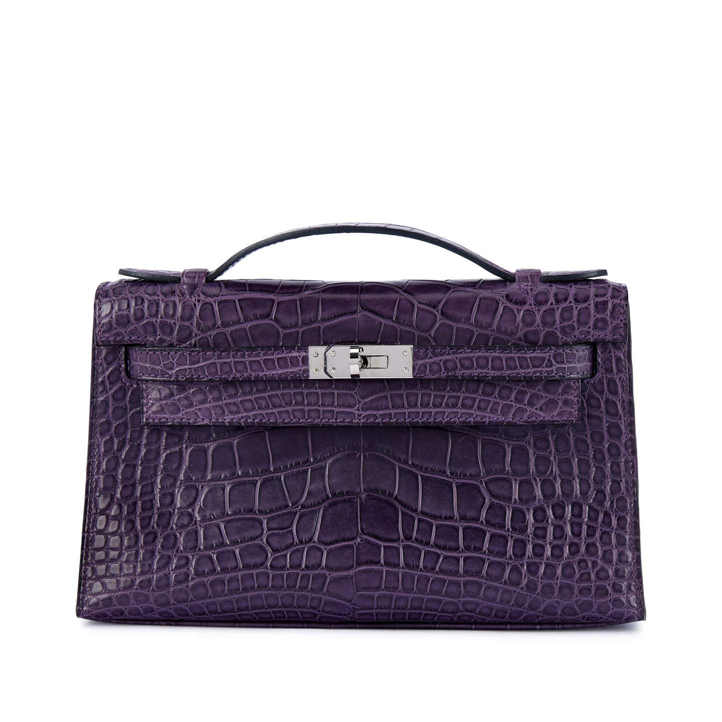 Hermès Kelly Pochette – Amethyst Matte Mississippiensis Alligator with Palladium Hardware - Zeuskicks