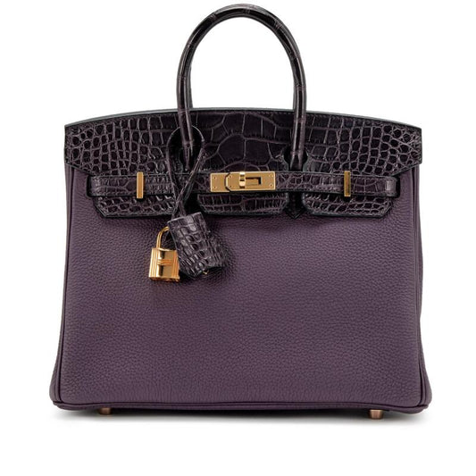 Hermès Birkin 25 Touch – Raisin Togo & Prunoir Matte Alligator with Rose Gold Hardware - Zeuskicks