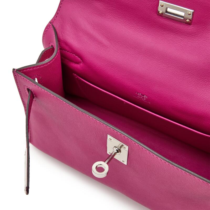 Hermès Mini Kelly Pochette – Rose Pourpre Swift Leather with Palladium Hardware - Zeuskicks