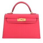 Hermès Rose Extreme Chèvre Chamkila Mini Kelly 20 II Gold