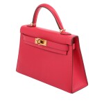 Hermès Rose Extreme Chèvre Chamkila Mini Kelly 20 II Gold