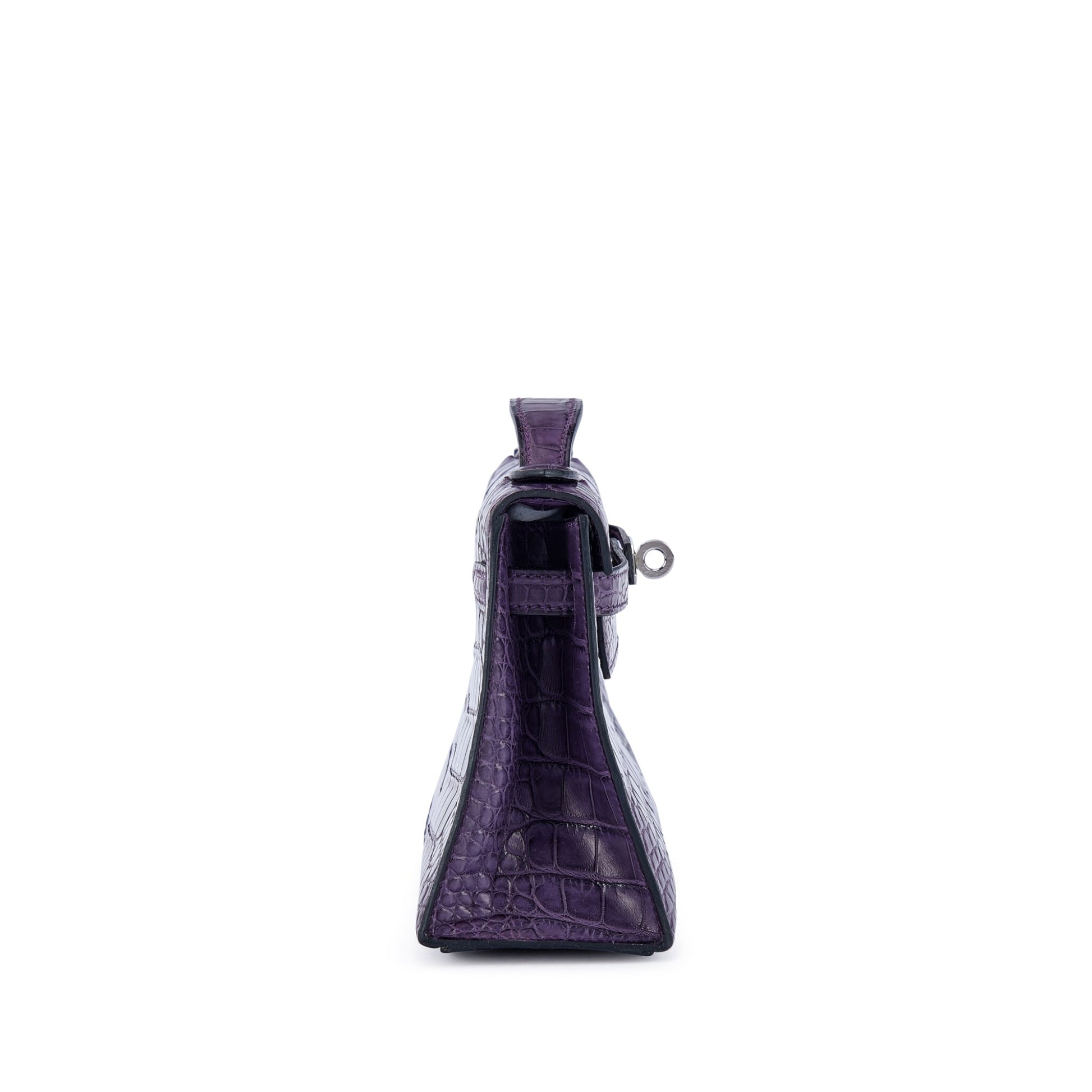 Hermès Kelly Pochette – Amethyst Matte Mississippiensis Alligator with Palladium Hardware - Zeuskicks