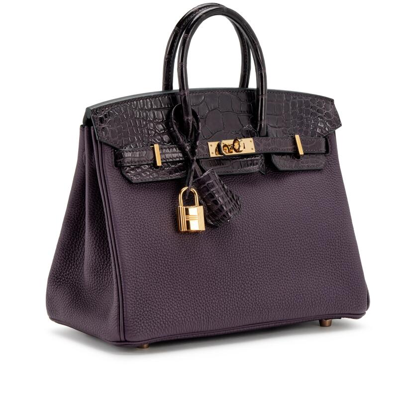 Hermès Birkin 25 Touch – Raisin Togo & Prunoir Matte Alligator with Rose Gold Hardware - Zeuskicks