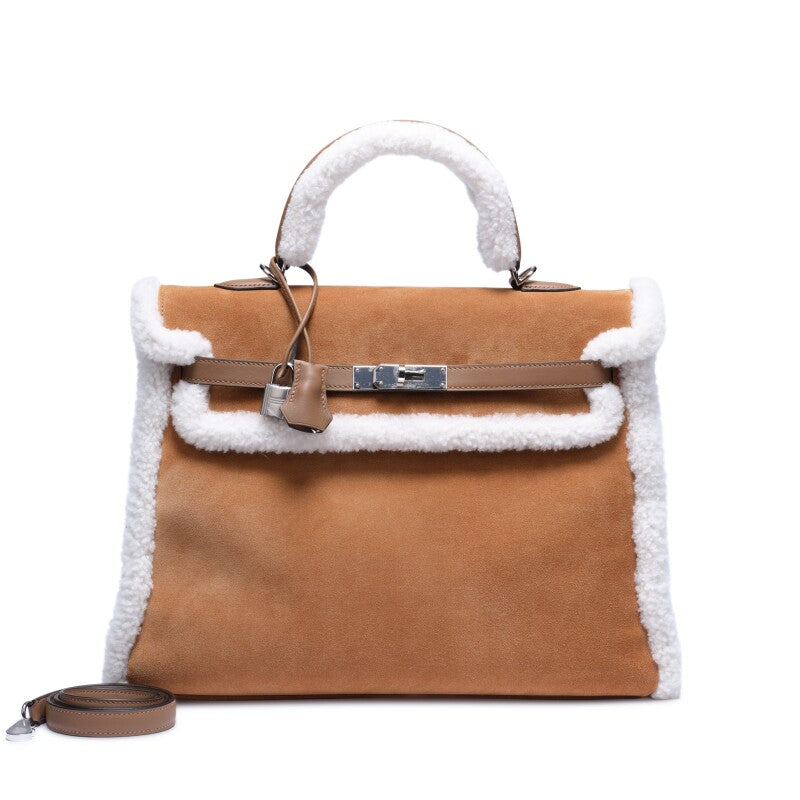 Hermès Kelly 35 – Limited Edition Ecru Shearling Teddy with Palladium Hardware - Zeuskicks