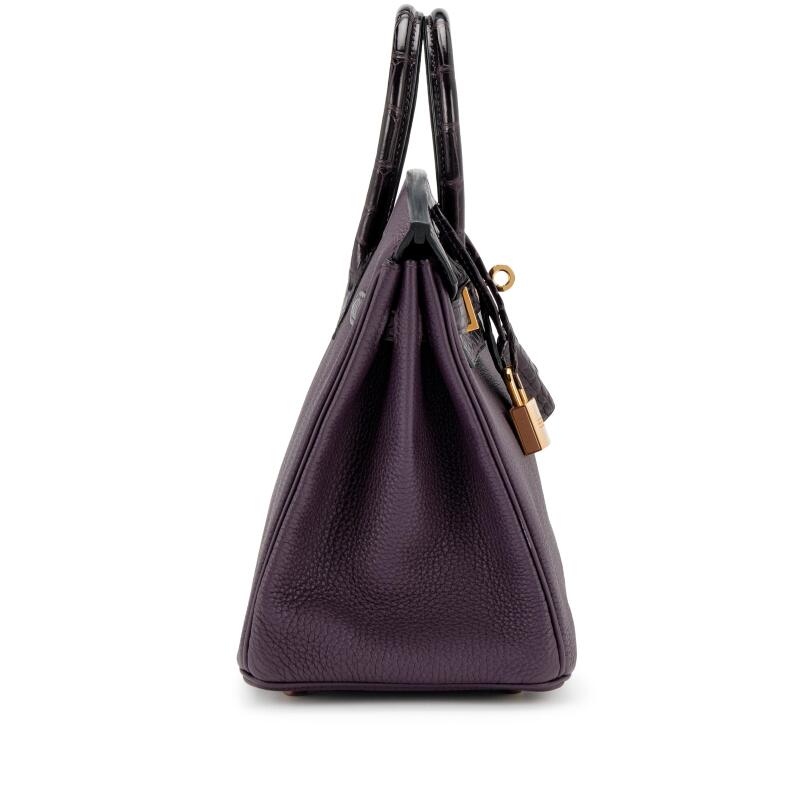 Hermès Birkin 25 Touch – Raisin Togo & Prunoir Matte Alligator with Rose Gold Hardware - Zeuskicks