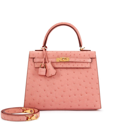Hermes Kelly 25 Sellier — Ostrich Leather Gold Hardware - Zeuskicks