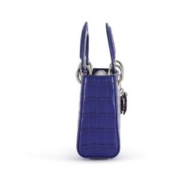 Dior Blue Matte Crocodile Lady Dior – Silver Coated Hardware