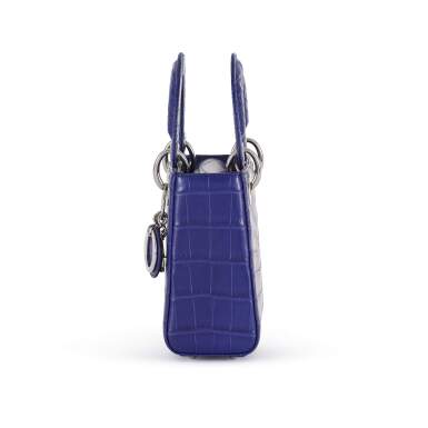 Dior Blue Matte Crocodile Lady Dior – Silver Coated Hardware