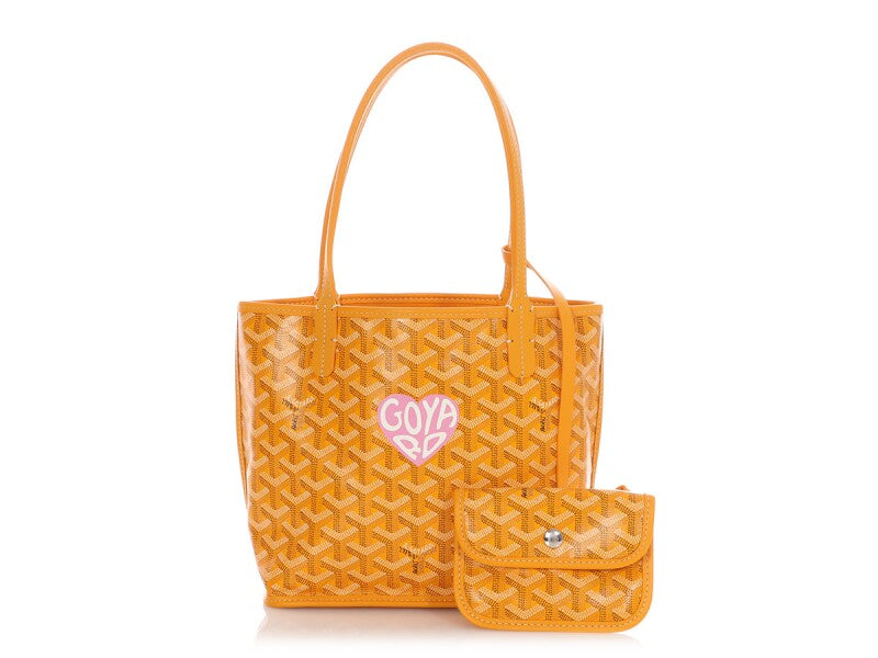 Goyard Yellow Goyardine Canvas & Chevroches Calfskin Mini Anjou Tote