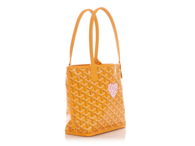 Goyard Yellow Goyardine Canvas & Chevroches Calfskin Mini Anjou Tote