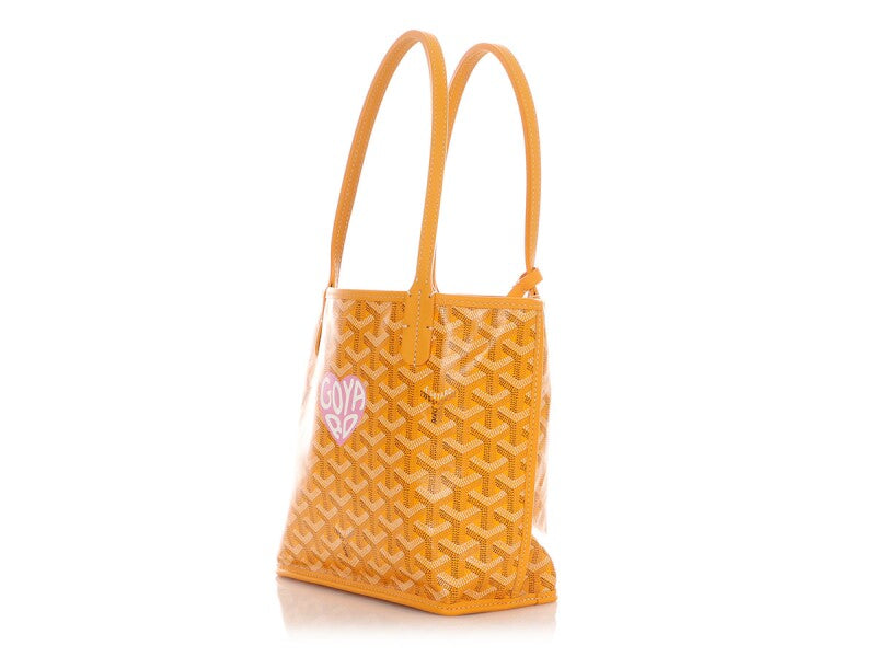 Goyard Yellow Goyardine Canvas & Chevroches Calfskin Mini Anjou Tote