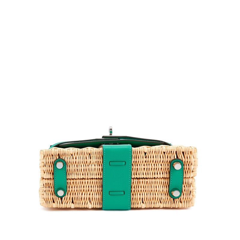 Hermès Limited Edition Mini Picnic Kelly II 20 – Vert Vérone Swift & Osier Wicker with Palladium Hardware (2019) - Zeuskicks