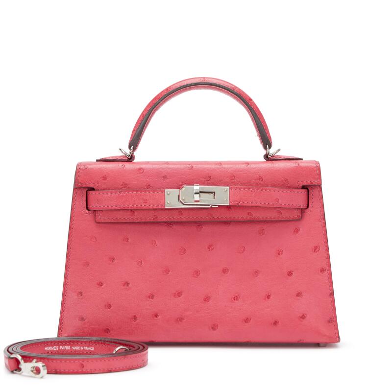 Hermès Mini Kelly II 20 – Rose Tyrien Ostrich with Palladium Hardware - Zeuskicks