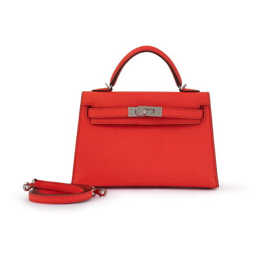 Hermès Mini Kelly 20 – Rose Texas Epsom (2021, Palladium Hardware)