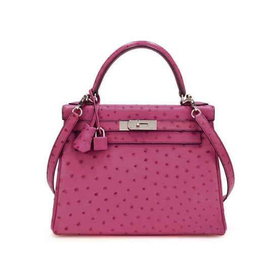 Hermès Kelly 28 Retourne – Fuchsia Ostrich with Palladium Hardware - Zeuskicks