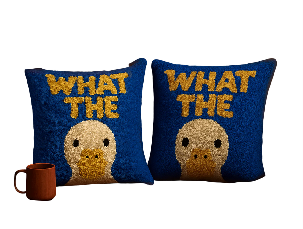 What The Duck Cushion cover by THE DRIP CO. RUGS
