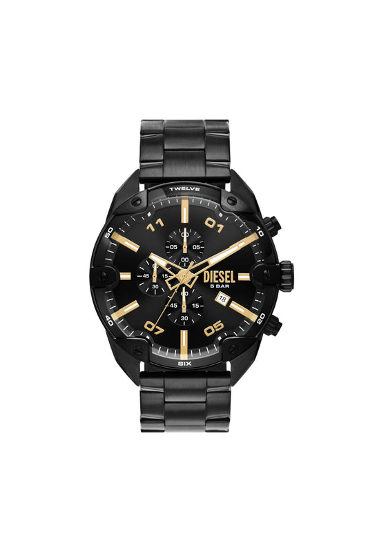 Black Spiked chronograph black stainless steel watch