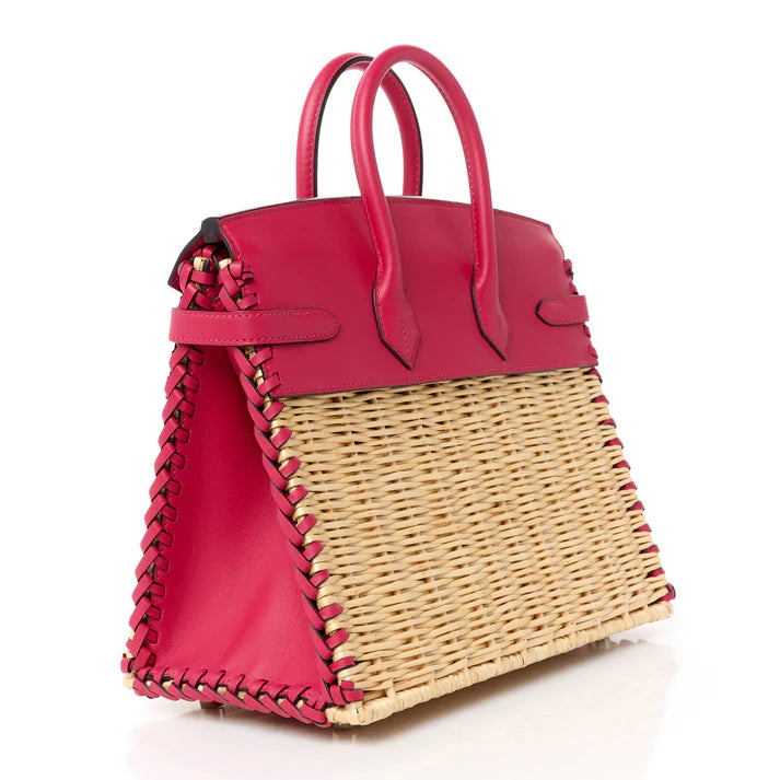 Hermès Wicker Swift Picnic Birkin 25 – Naturel / Framboise - Zeuskicks