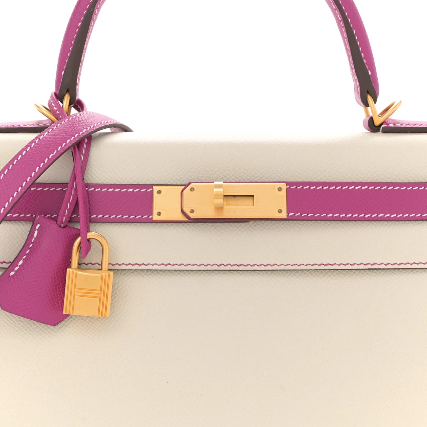 Hermès Horseshoe Kelly Sellier 28 – Craie & Rose Pourpre (2018, Gold Hardware)