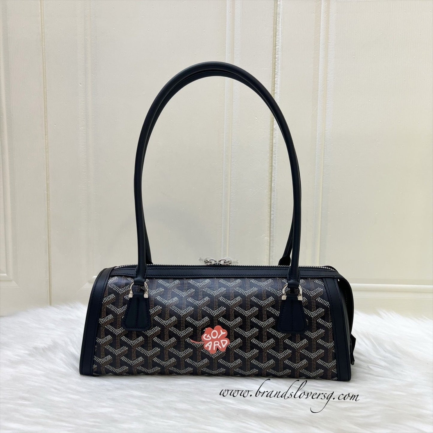 Goyard Bonbonniere East West Bag – Black Goyardine Canvas with Clover Hand Painted Stamp