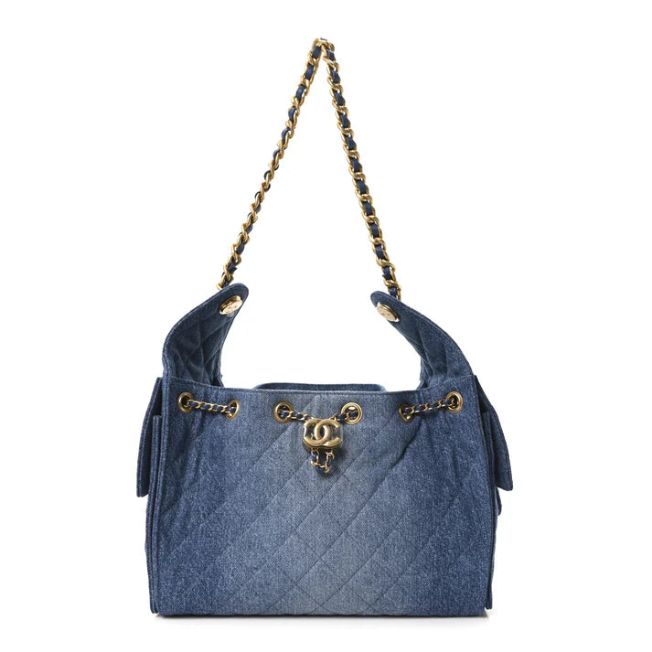 Chanel Washed Denim Quilted Small Chanel 25 Handbag – Blue - Zeuskicks