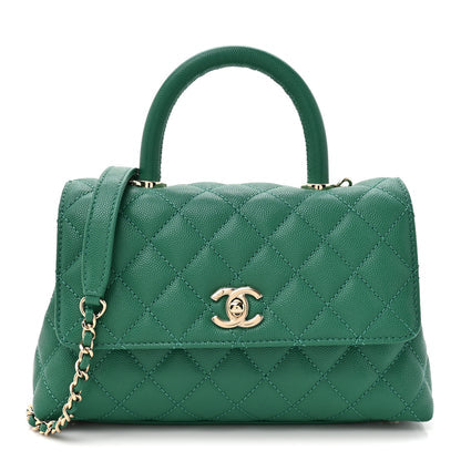 Chanel Caviar Quilted Mini Coco Handle Flap – Green